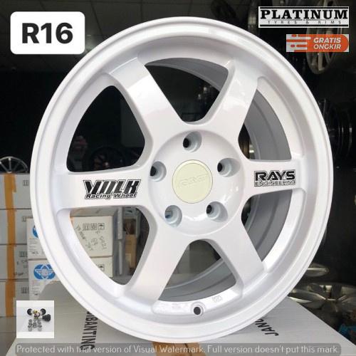 VELG RACING TE37 RING16 5X114,3 WHITE UNTUK ERTIGA,RUSH,CIVIC,INNOVA