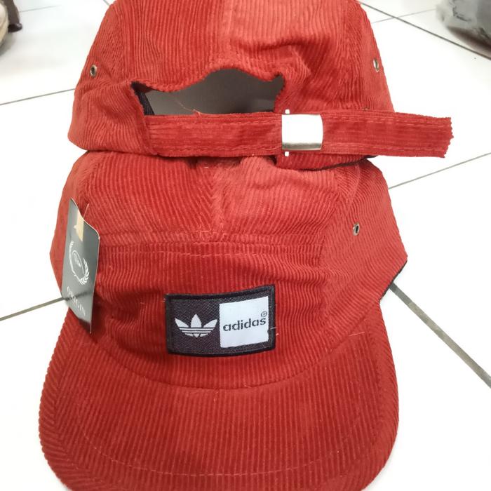 TOPI 5PANEL ADIDAS MERAH CODUROY