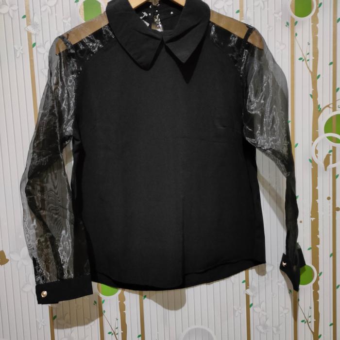 Preloved blouse hitam organza