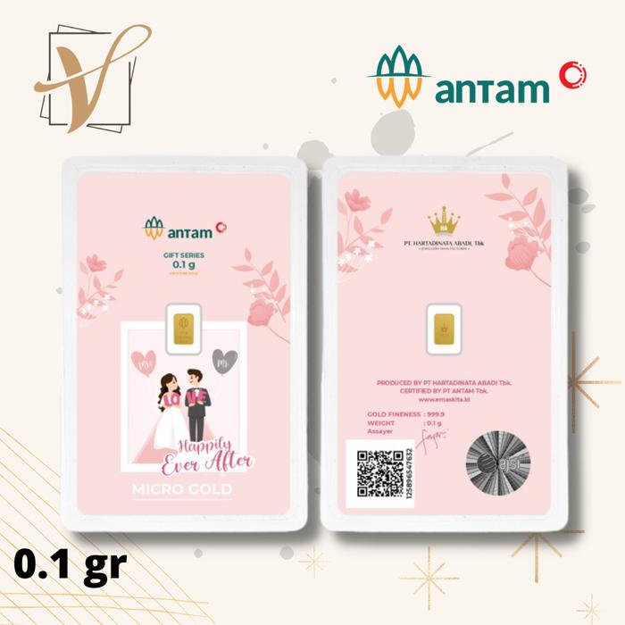 LOGAM MULIA ANTAM HARTADINATA MICRO GOLD 0.1 GRAM WEDDING LOVE