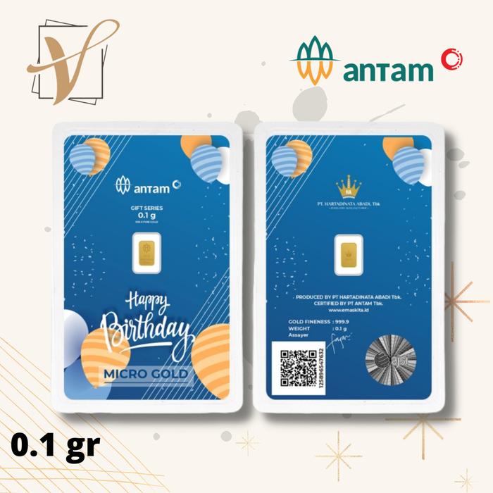 LOGAM MULIA ANTAM HARTADINATA MICRO GOLD 0.1 GRAM BIRTHDAY BLUE