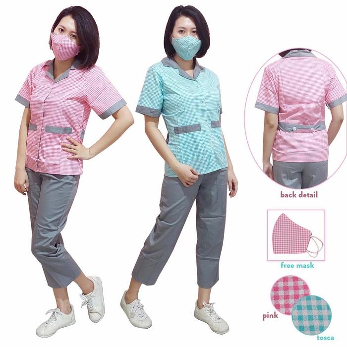 JUMBO XXXL Seragam Suster Babysitter Uniform Full Katun Celana Panjang