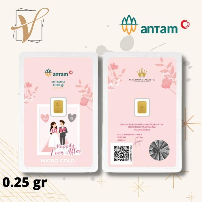 LOGAM MULIA ANTAM HARTADINATA MICRO GOLD 0.25 GRAM WEDDING LOVE