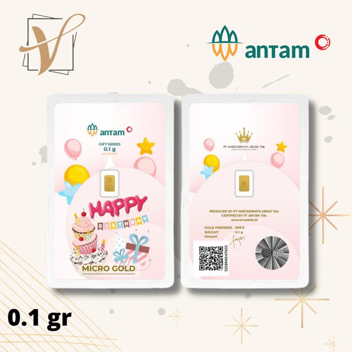 LOGAM MULIA ANTAM HARTADINATA MICRO GOLD 0.1 GRAM BIRTHDAY CAKE