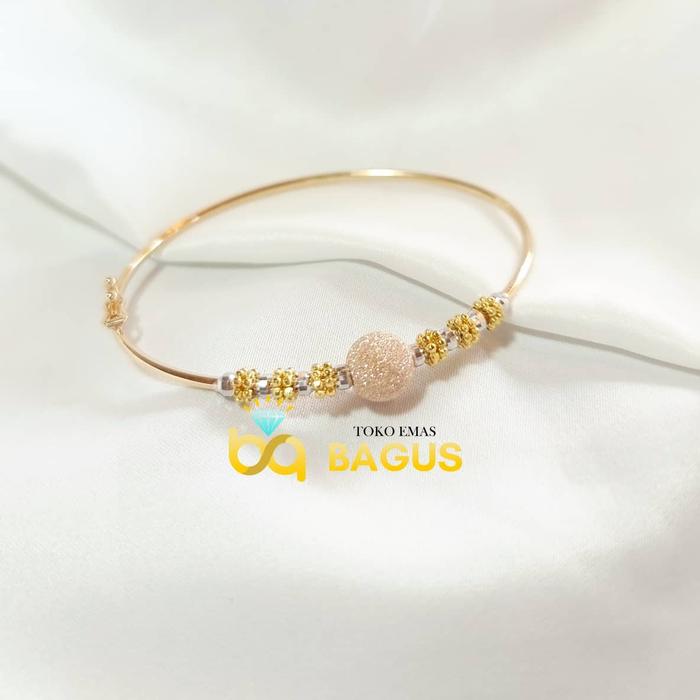 Gelang Oval Candy Asli kadar 375 UBS Gelang Bangle Bola Emas 06