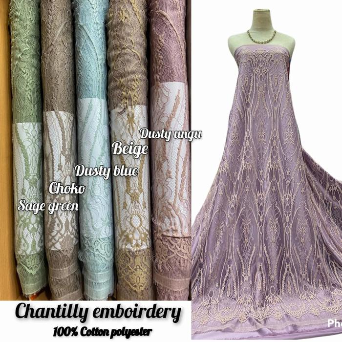 Brokat santily Kain brukat semi prancis Bahan Brukat potongan _lilac