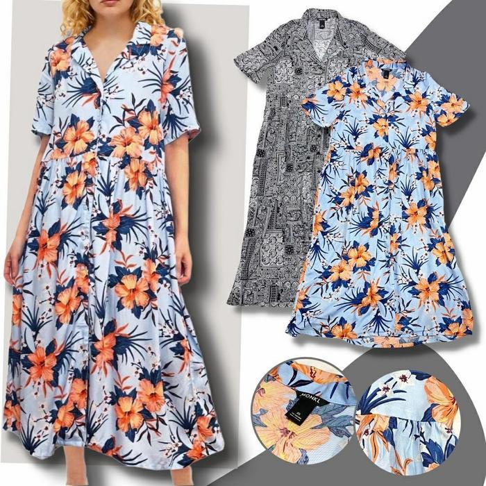 Dress Monki Button Midi Ruffle MONK08