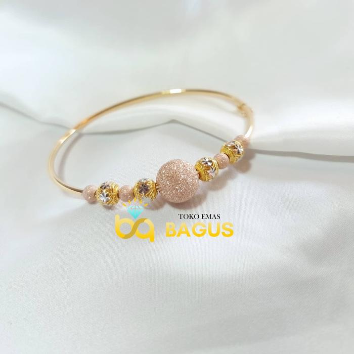 Gelang Oval Candy Asli kadar 375 UBS Gelang Bangle Bola Emas 05