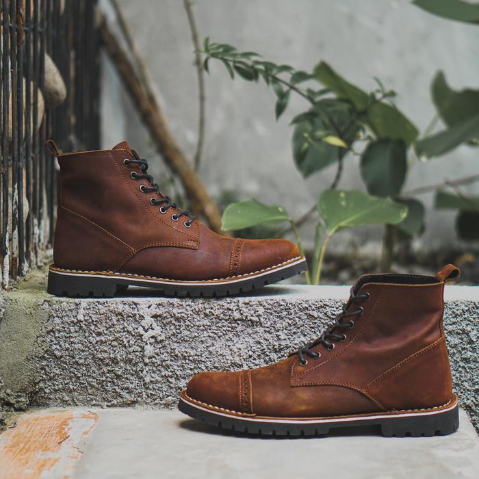 Sepatu Boots Kulit - Vigos Titan Darkbrown