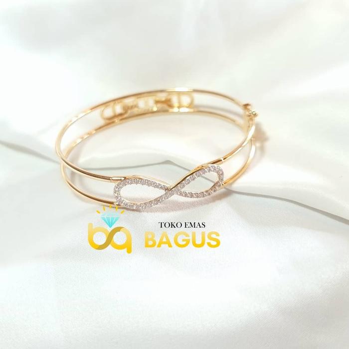 Gelang Oval Bolak Balik Emas Asli 375 UBS Gelang Bangle Emas Permata 3