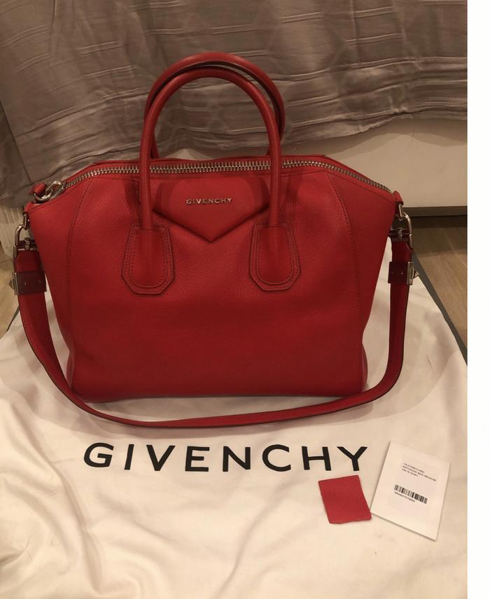 NBU TAS GIVENCHY ANTIGONA MEDIUM RED GOAT SKIN AUTHENTIC ASLI