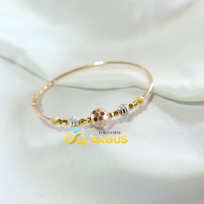 Gelang Oval Candy Asli kadar 375 UBS Gelang Bangle Bola Emas 04