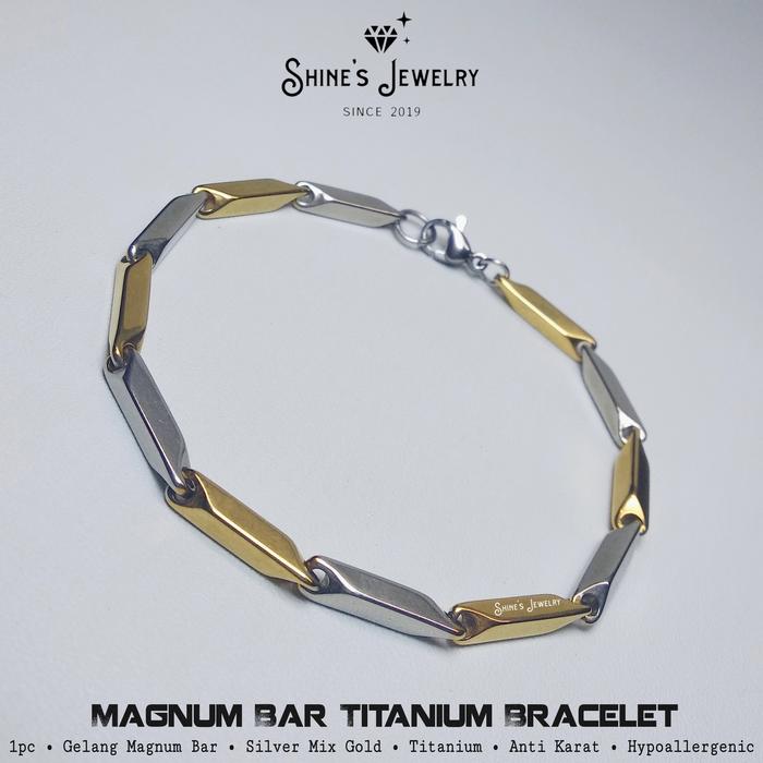 gelang magnum bar titanium bracelet hypoallergenic anti karat