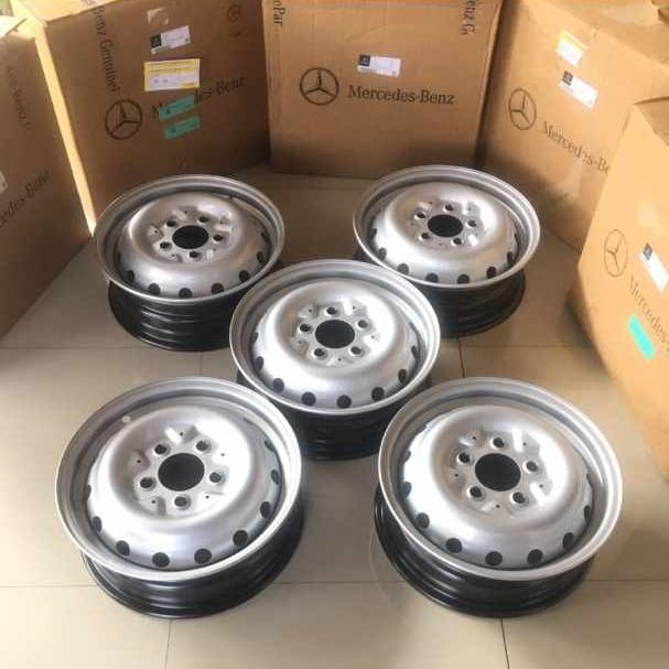 Velg kaleng mercy Jeep 280GE lengkap ( kardus original ,logo tengah )