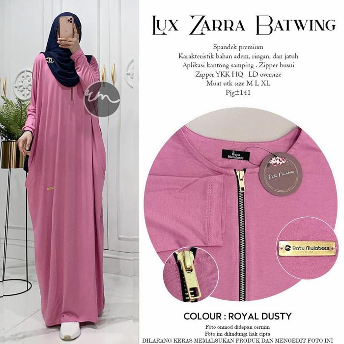 baju gamis wanita terbaru zara lux batwing mat spandek premium adem