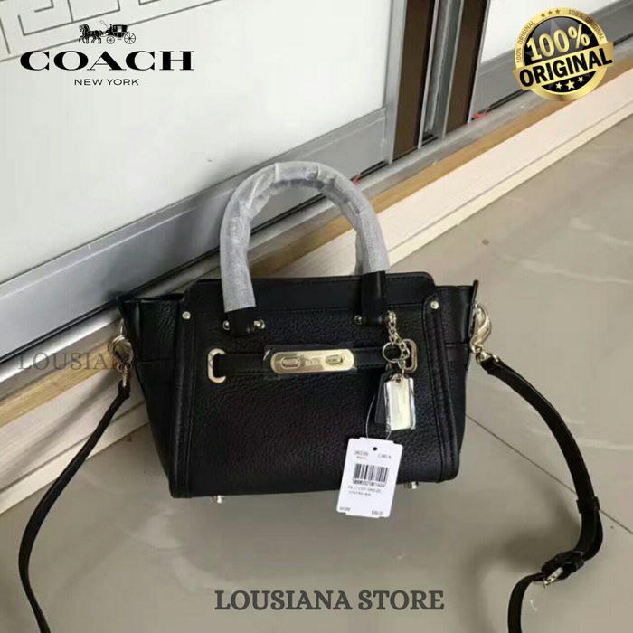 Coach SWAGGER 20 IN PEBBLE LEATHER FULL BLACK