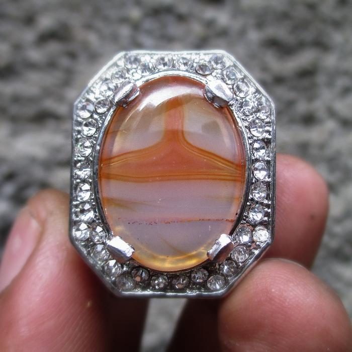 ASLI BATU AKIK SULAIMAN MOTIF GUNUNG ANTIK 2cm Ring.11