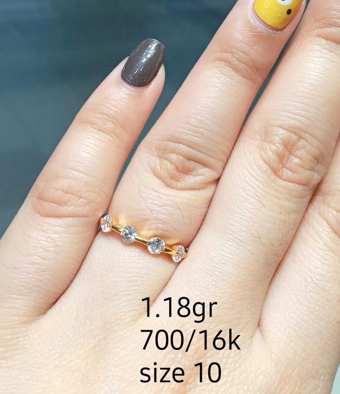 Cincin Emas Fashion Zircon Kadar 70% 16K 1.18 Gram Size 10