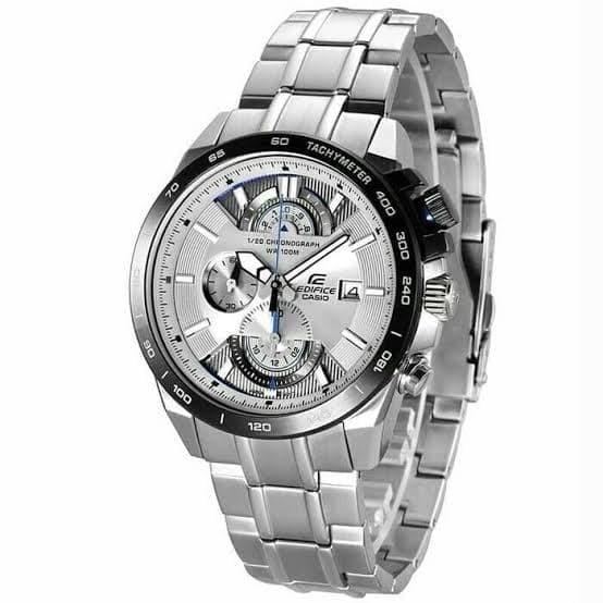 JAM TANGAN PRIA MERK CASIO EDIFICE EFR-520-7AV FULL SILVER CHRONOGRAPH