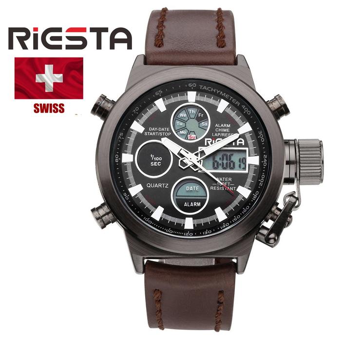 Riesta T3101 Jam Tangan Analog Pria Sport Original Tali Kulit Anti Air