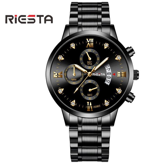 Riesta T5080 Jam Tangan Pria Analog Quartz Stainless Steel