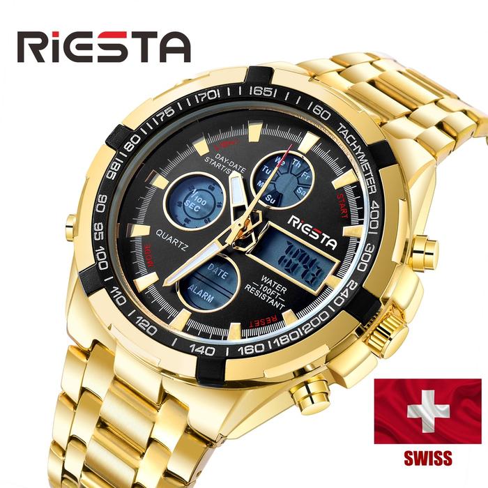 Riesta 8121 Jam Tangan Analog Pria Original Tali Stainless Steel