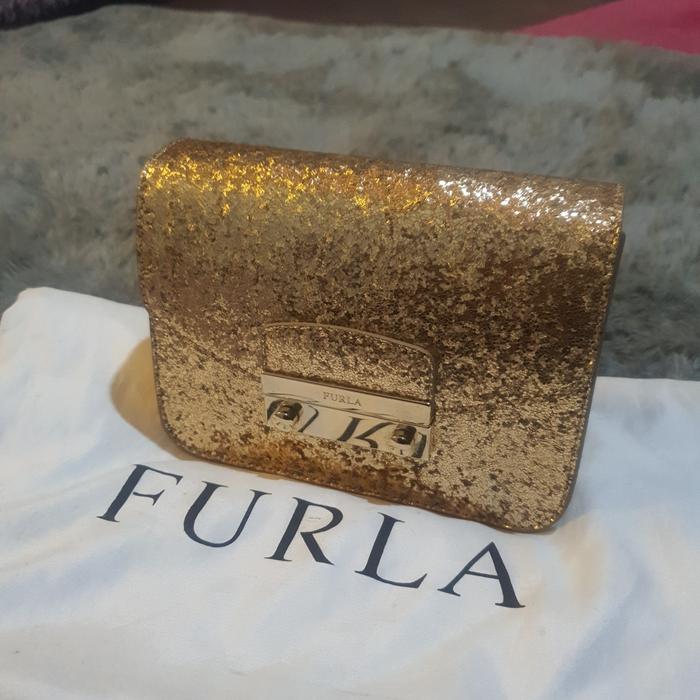 preloved Furla mini julia gliter authentic