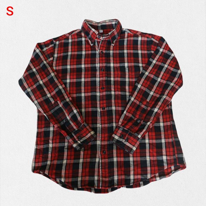 Kemeja Flanel Flannel Uniqlo Pria Thrift Lengan Panjang FUH78