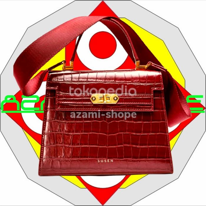 Susen Croco Tas Tangan wanita perempuan LOCK 3031 Red Wine