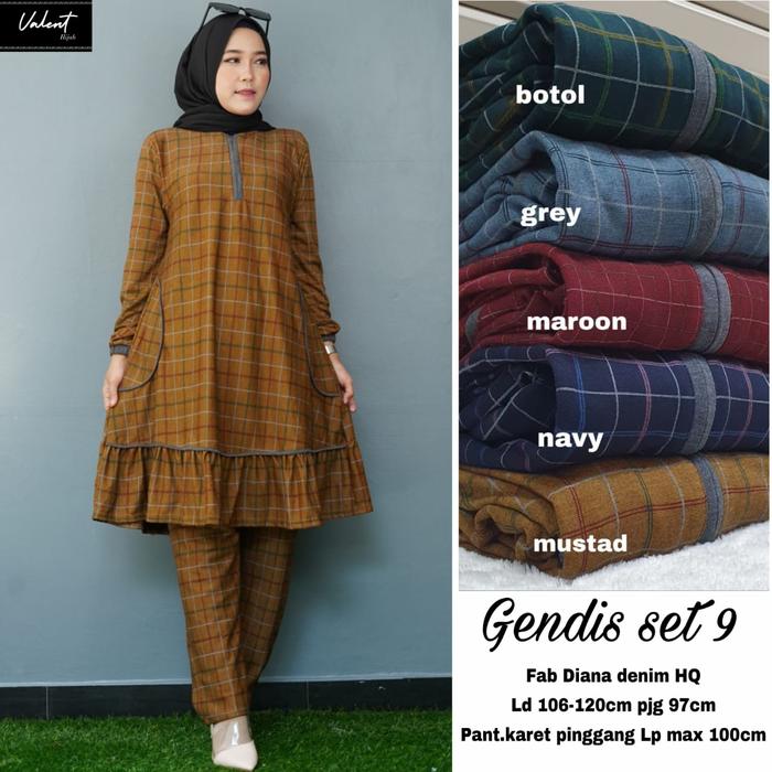 setelan wanita terbaru gendis set9 mat diana denim hq adem melar tebal
