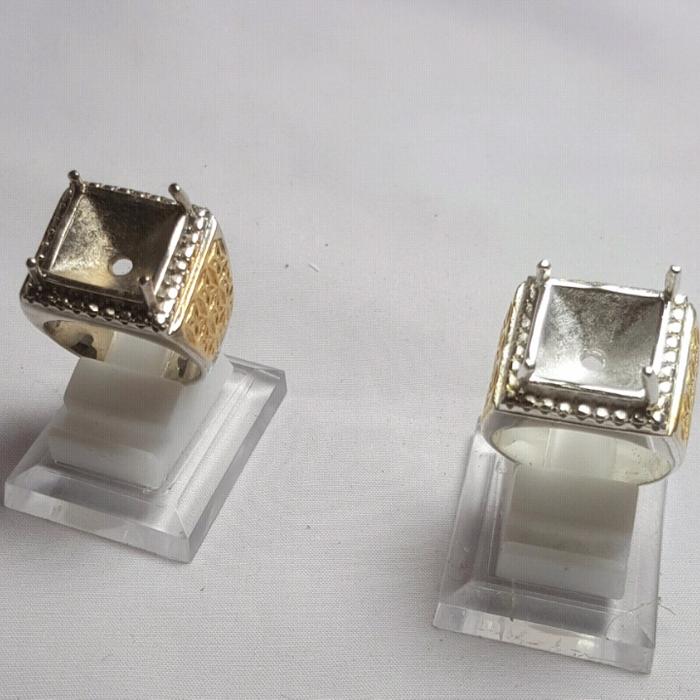 cincin emban perak handmade 926 mdl Oktagon kotak Zircon Mewah hi