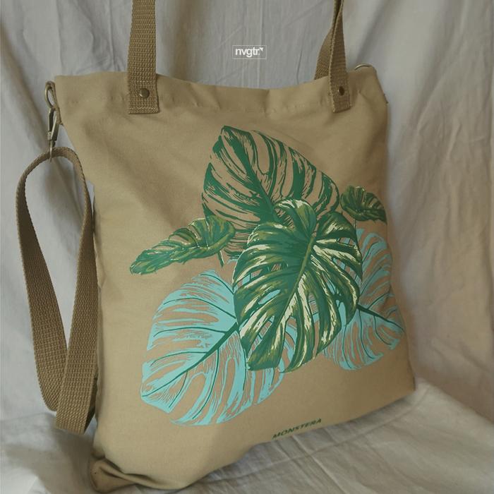 Totebag Unisex "MONVAR Monstera Variegata Philodendron Canvas Slingbag