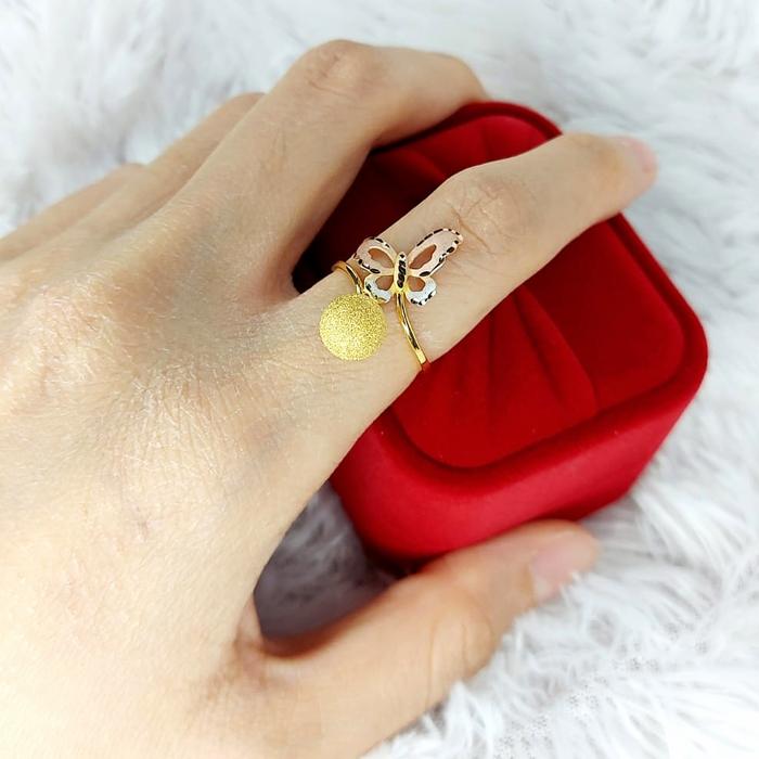 DDCC156 Cincin Butterfly Kupu Bola Candy Gold Asli UBS 2.110gr 700 R14
