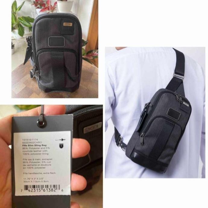Tumi Men Fife Slim Sling Bag Grey NWT