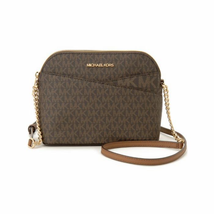 Tas Michael Kors Jet Set Travel Medium Logo Dome Crossbody Brown