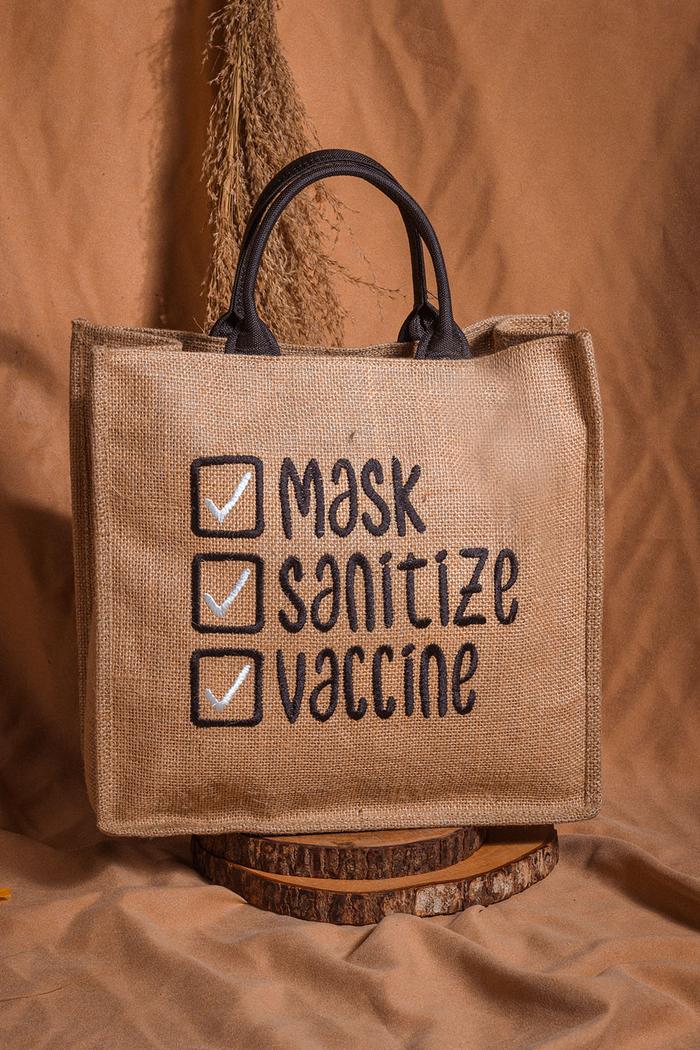 Vaccine Tote Bag Series - Tas Wanita Karung Goni Custom Bordir Vaksin