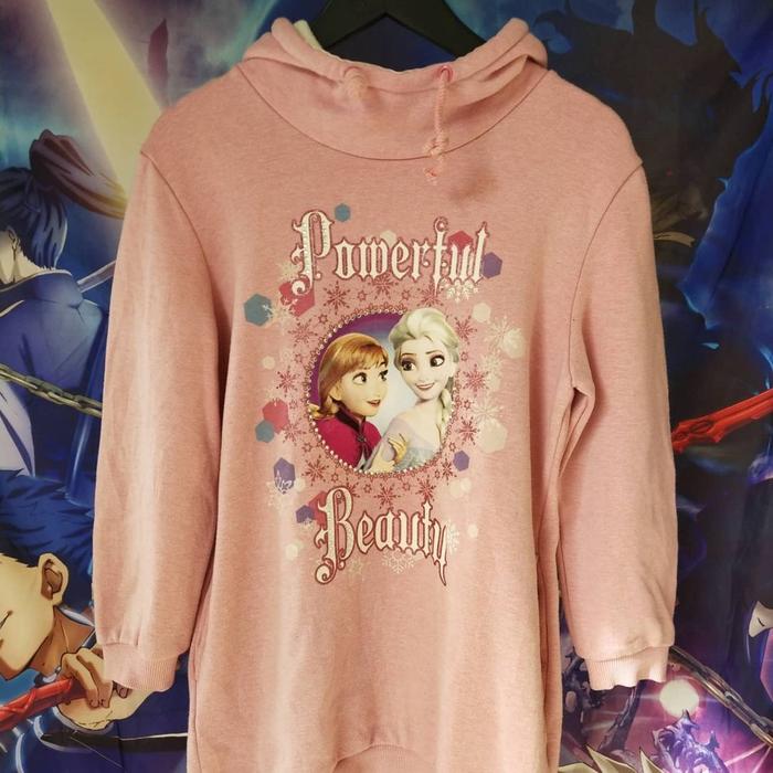 Hoodie Jaket Sweater Disney Frozen Cewek Pink Kartun Original Second