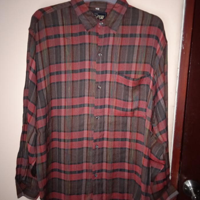 Preloved Kemeja Linen Pria Motif kotak kotak