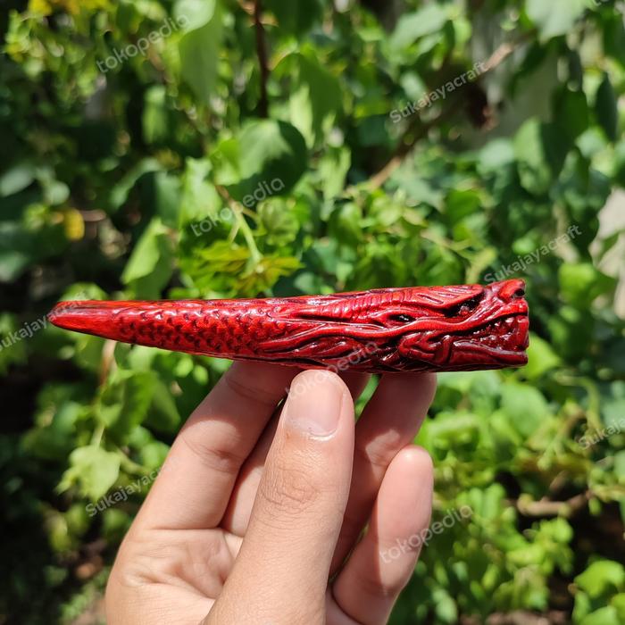Once pipa Akar bahar merah ukir naga galak gunung kawi
