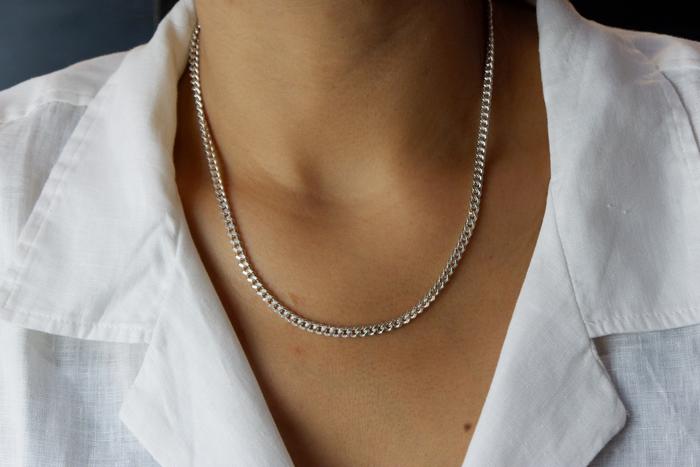 RANTAI KALUNG PERAK ASLI 925 RANTAI CURB KALUNG PERAK ASLI