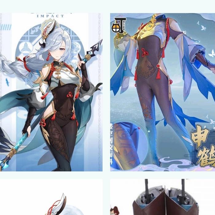 Ready Fullset Shenhe wig shoes costume cosplay genshin impact
