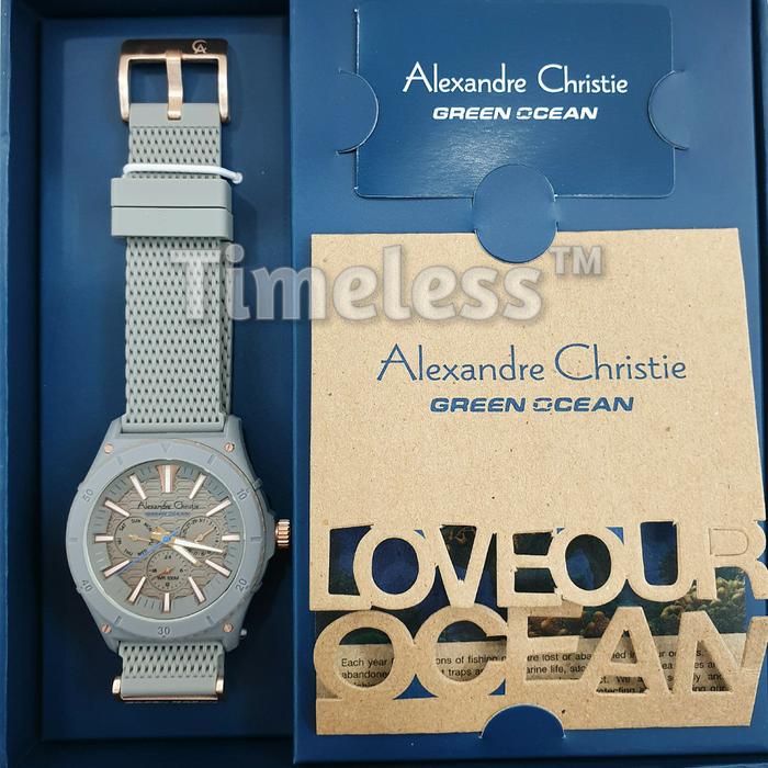 jam tangan alexandre christie ac 6584 MH Green Ocean Gray