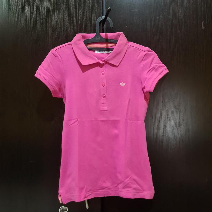 kaos pink adidas model polo wanita