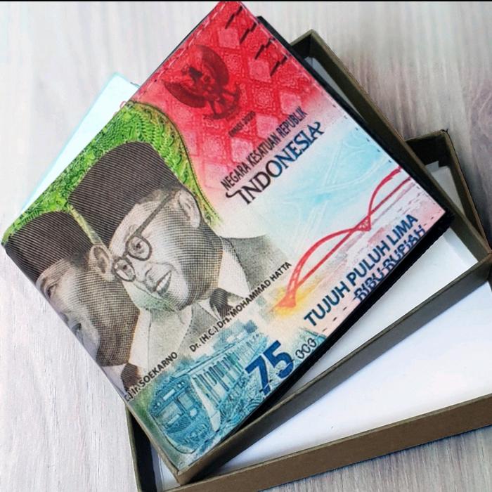DOMPET UNIK DOMPET PRIA DOMPET MOTIF UANG 75 RUPIAH