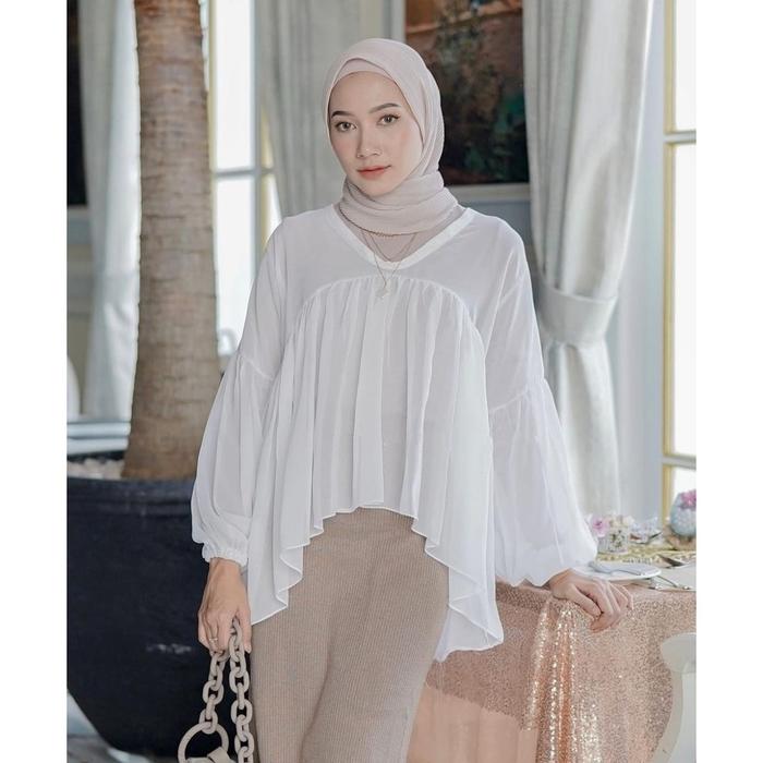 MS 281-2 / Outer Sifon Ceruty Putih Hitam Abu outerwear blouse pesta