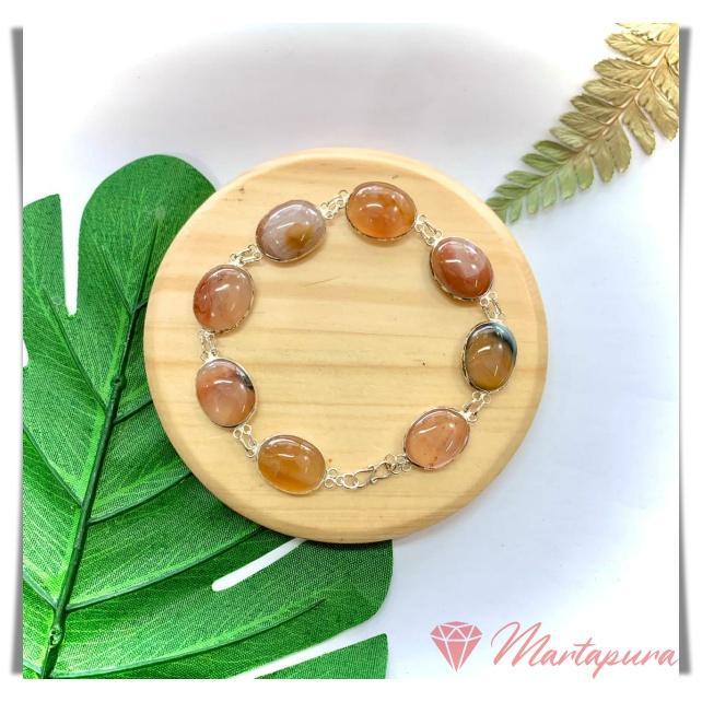 GLM0157 Gelang Ring Perak Batu Akik Manau