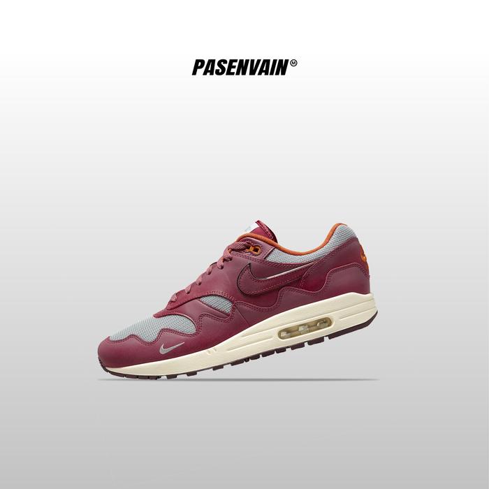 Nike Airmax 1 x Patta Rush Maroon 100% Original