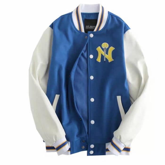 Varsity Jacket MLBNY Unisex Bomber Jacket [ Blue -white sleeve]