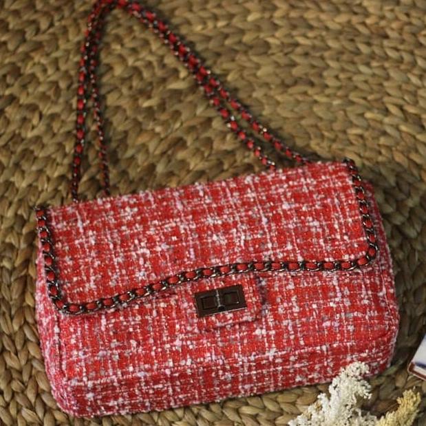 Tas Flap Bag Tweed Premium