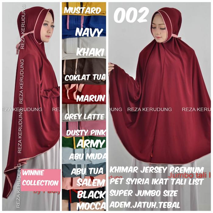 Bergo khimar jersey premium (adem.tebal)tali ikat belakang super jumbo